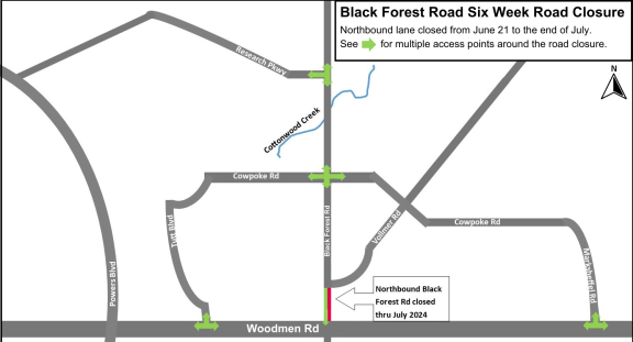 Black Forest Road detour map (content on webpage)