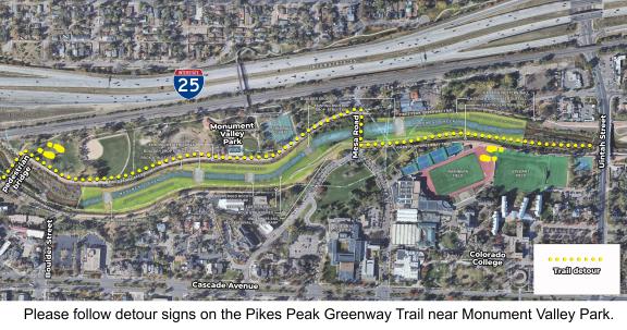 A map showing the monument creek project - all information provided on webpage