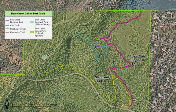 A map of Bear Creek Canon Park trails