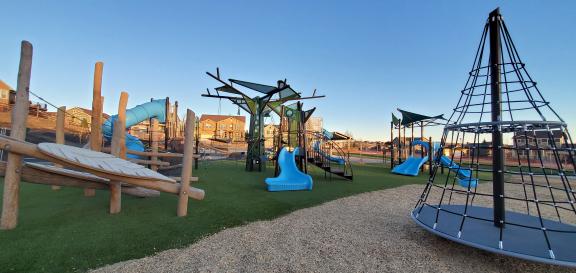 Newly installed playground equipment at Grey Hawk Park.