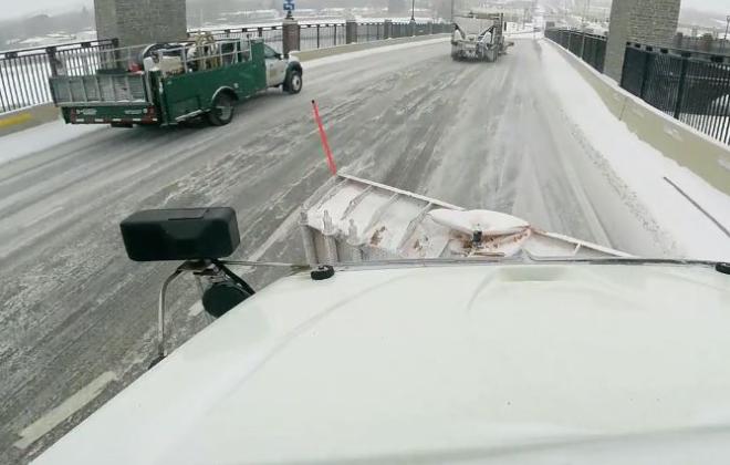snow plow driver view of road