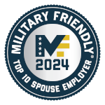 Logo saying "Military friendly 2024 top 10 spouse employer"
